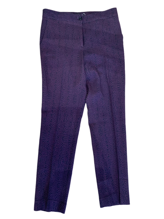 Etro Purple Patterned Print Silk Skinny Slaks