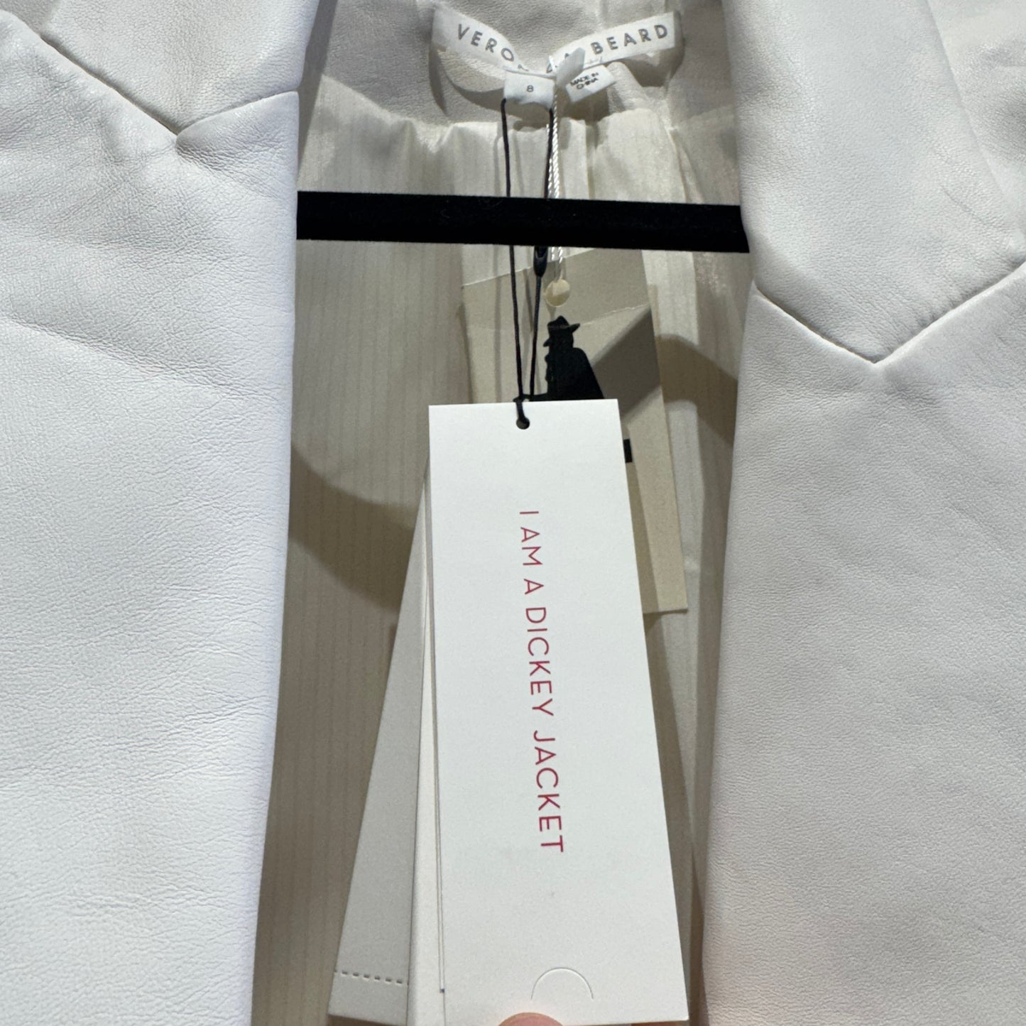 Veronica Beard Cooke Dickey White Leather Jacket Size 8