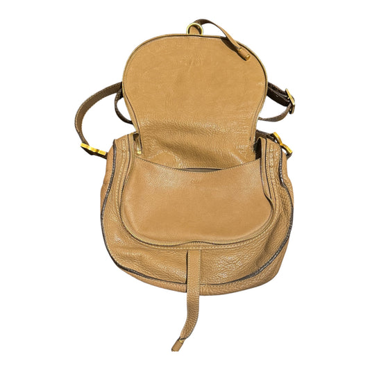 Chloe Taupe Grain Leather Medium Marcie Crossbody Bag