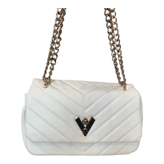 Valentino Orlandi White Quilted Handbag With Gold Chain Strap
