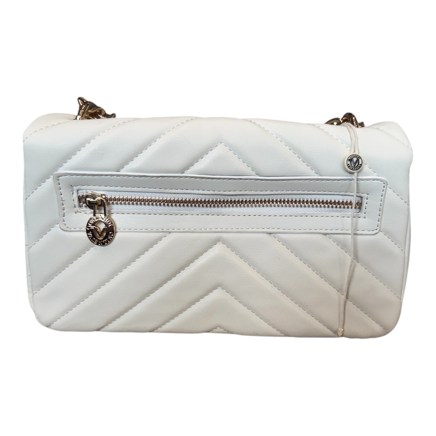 Valentino Orlandi White Quilted Handbag With Gold Chain Strap