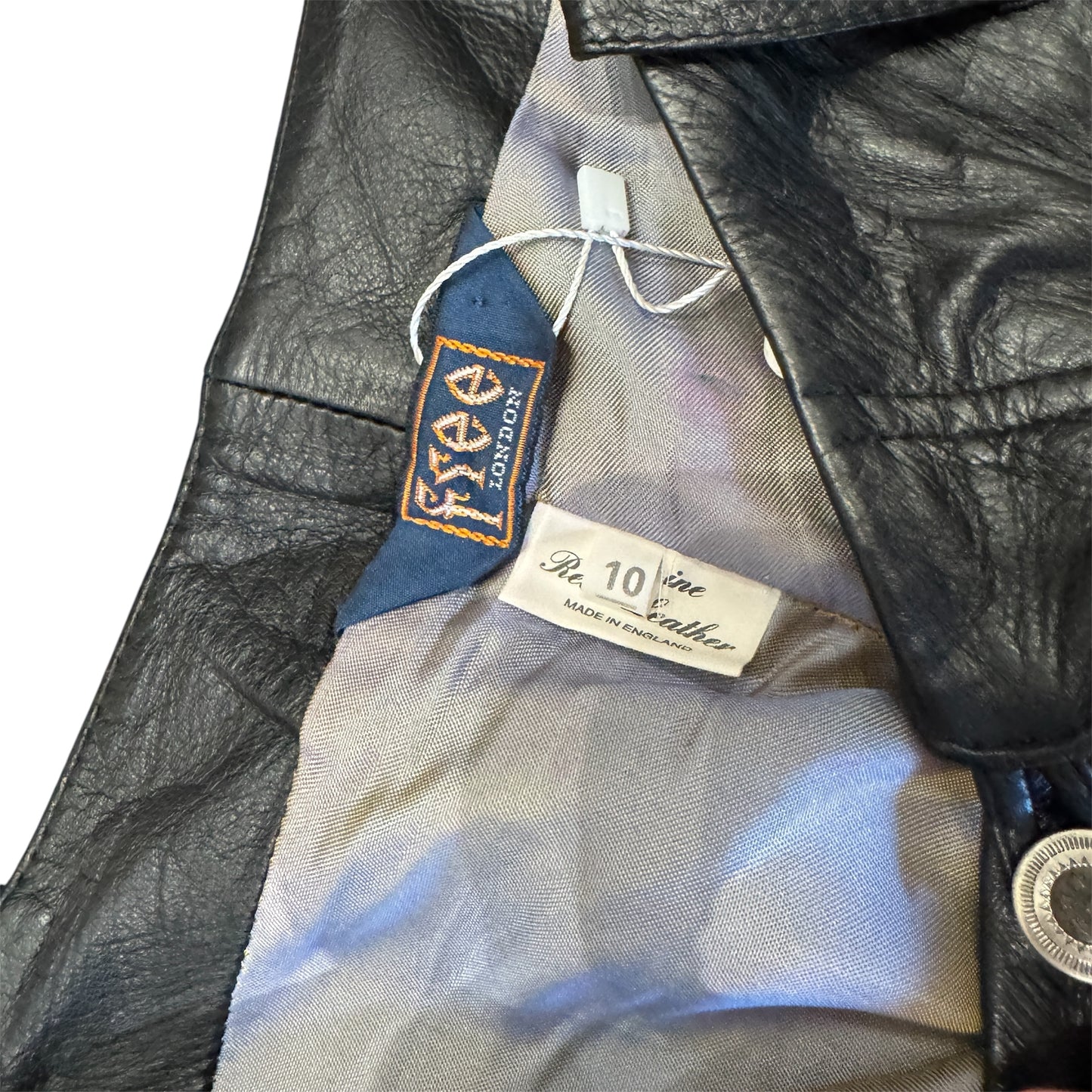 Free London Black Leather Trousers Buttons Closure