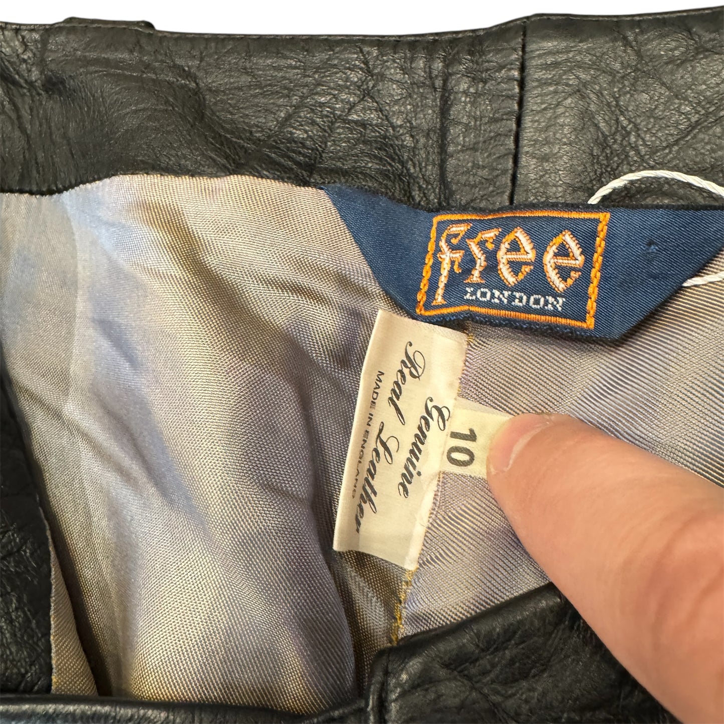 Free London Black Leather Trousers Buttons Closure