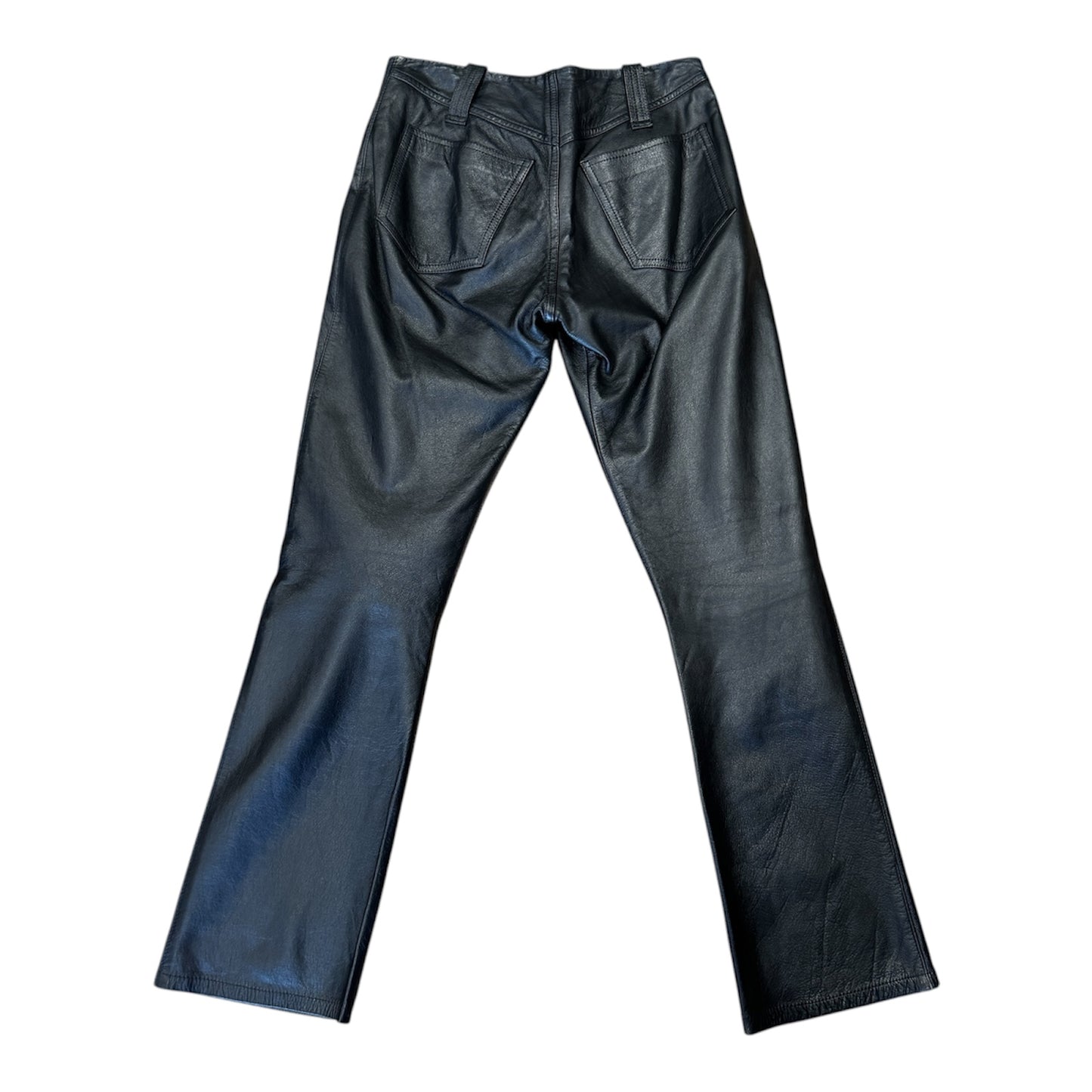 Free London Black Leather Trousers Buttons Closure