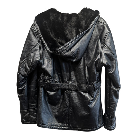 Wilson's Leather Hooded Jacket with Fuzzy Lining Medium
