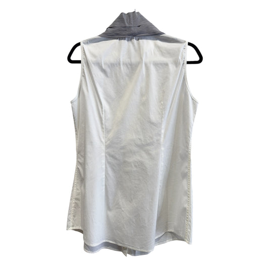 Brunello Cucinelli White Poplin Top with Grey Accent Large