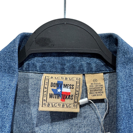 Don't Mess With Texas Denim Native American Beaded Vest Small