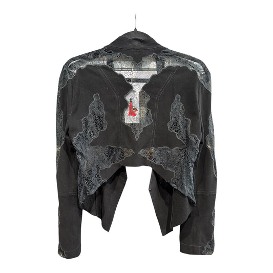 Haute Hippie Suede and Lace Panel Black Bolero