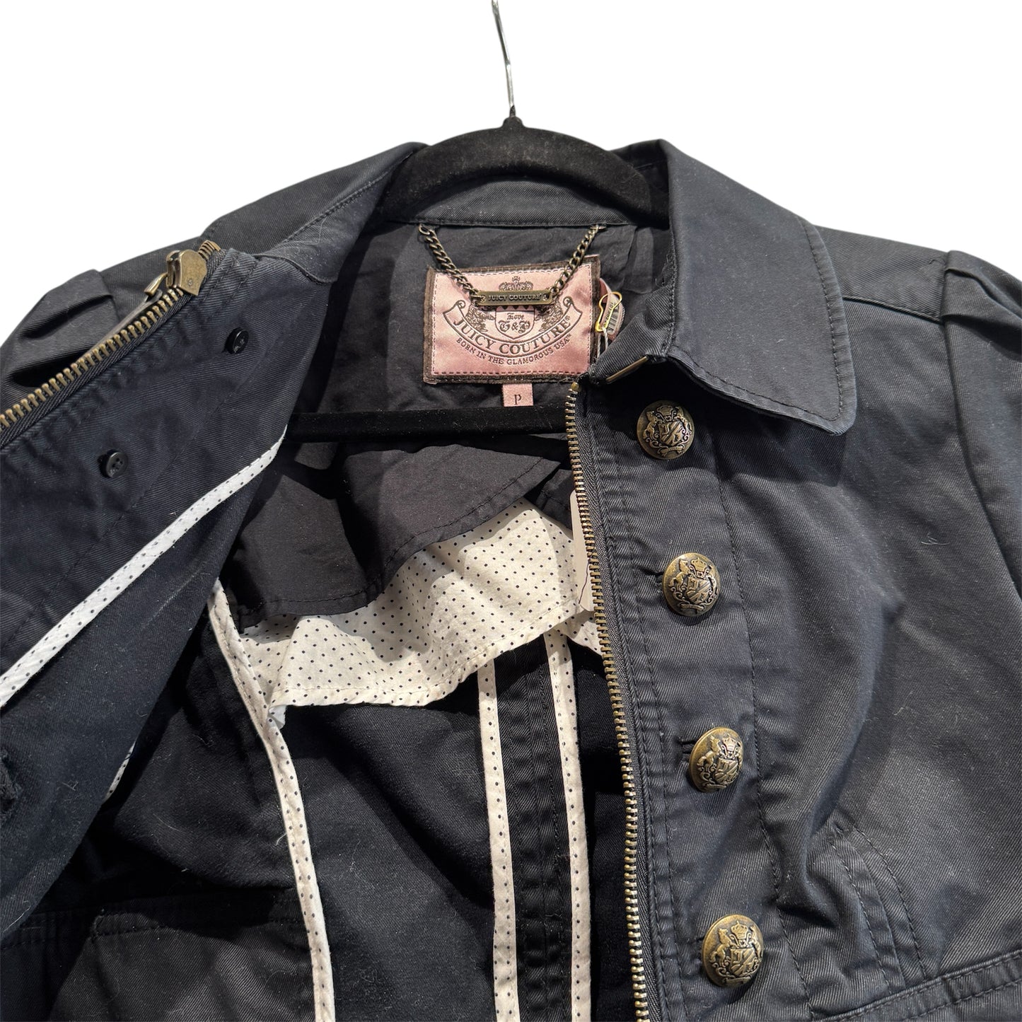 Juicy Couture Denim Black Military Jacket XS