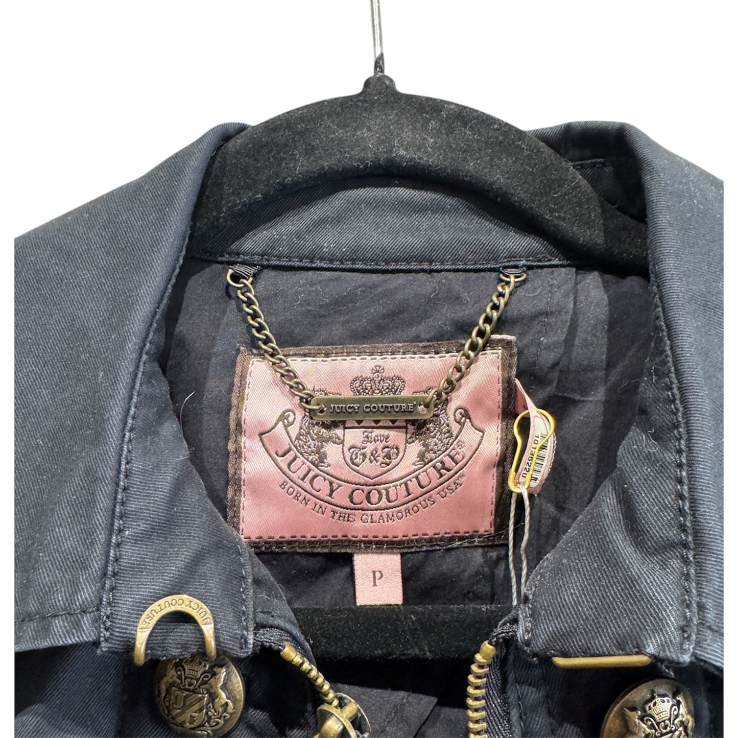 Juicy Couture Denim Black Military Jacket XS