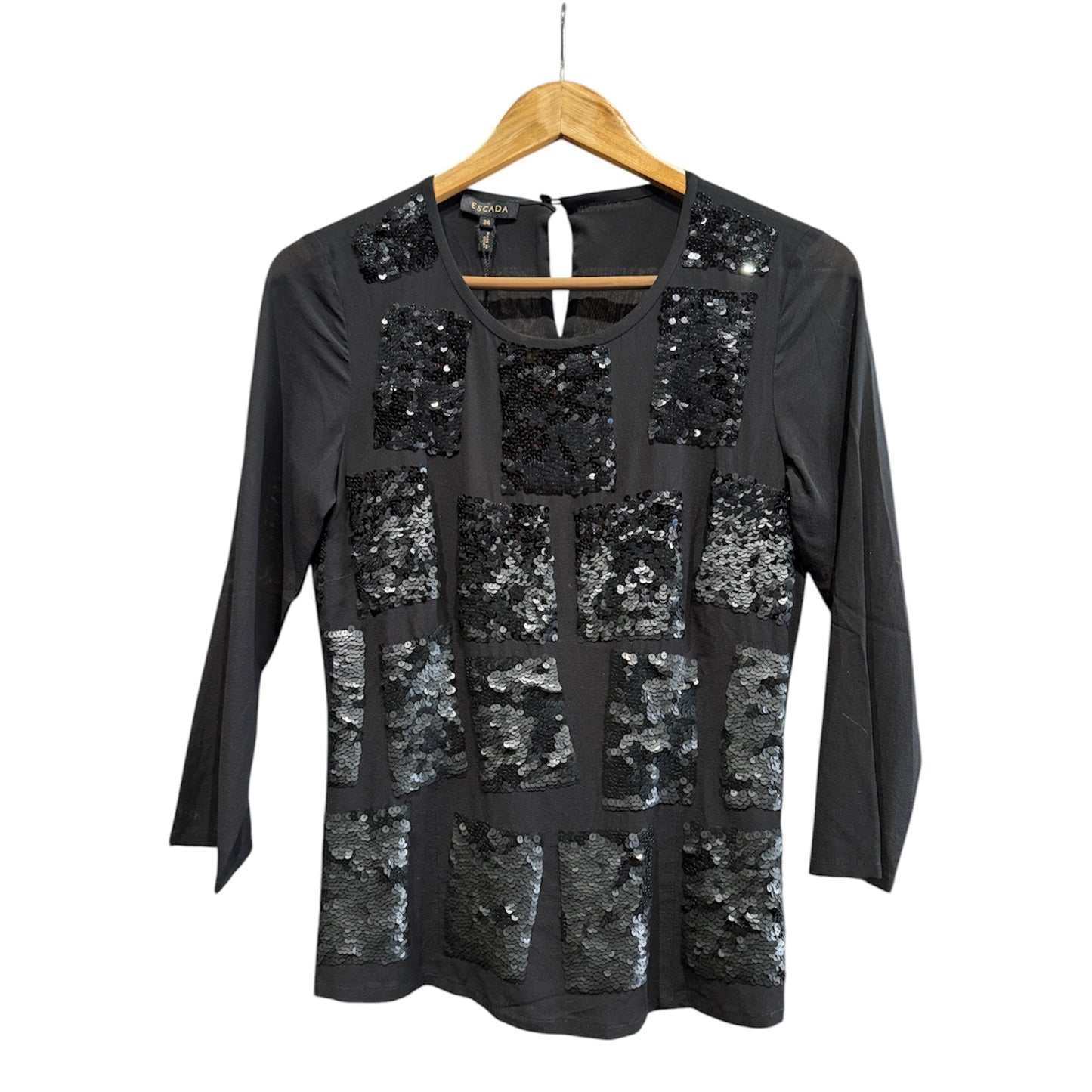 Escada Silk Black Blouse with Sequins