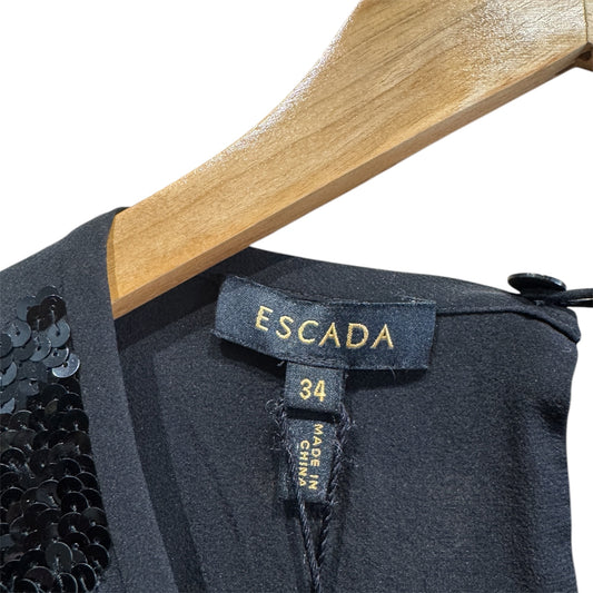 Escada Silk Black Blouse with Sequins