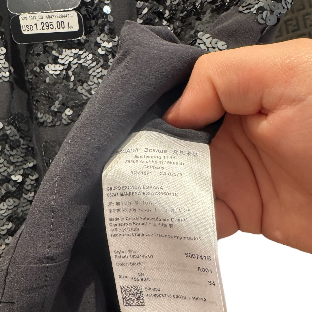 Escada Silk Black Blouse with Sequins