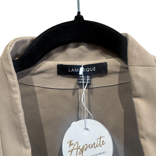 La Marque Collection Letsey Lamb Leather Crop Jacket Beige