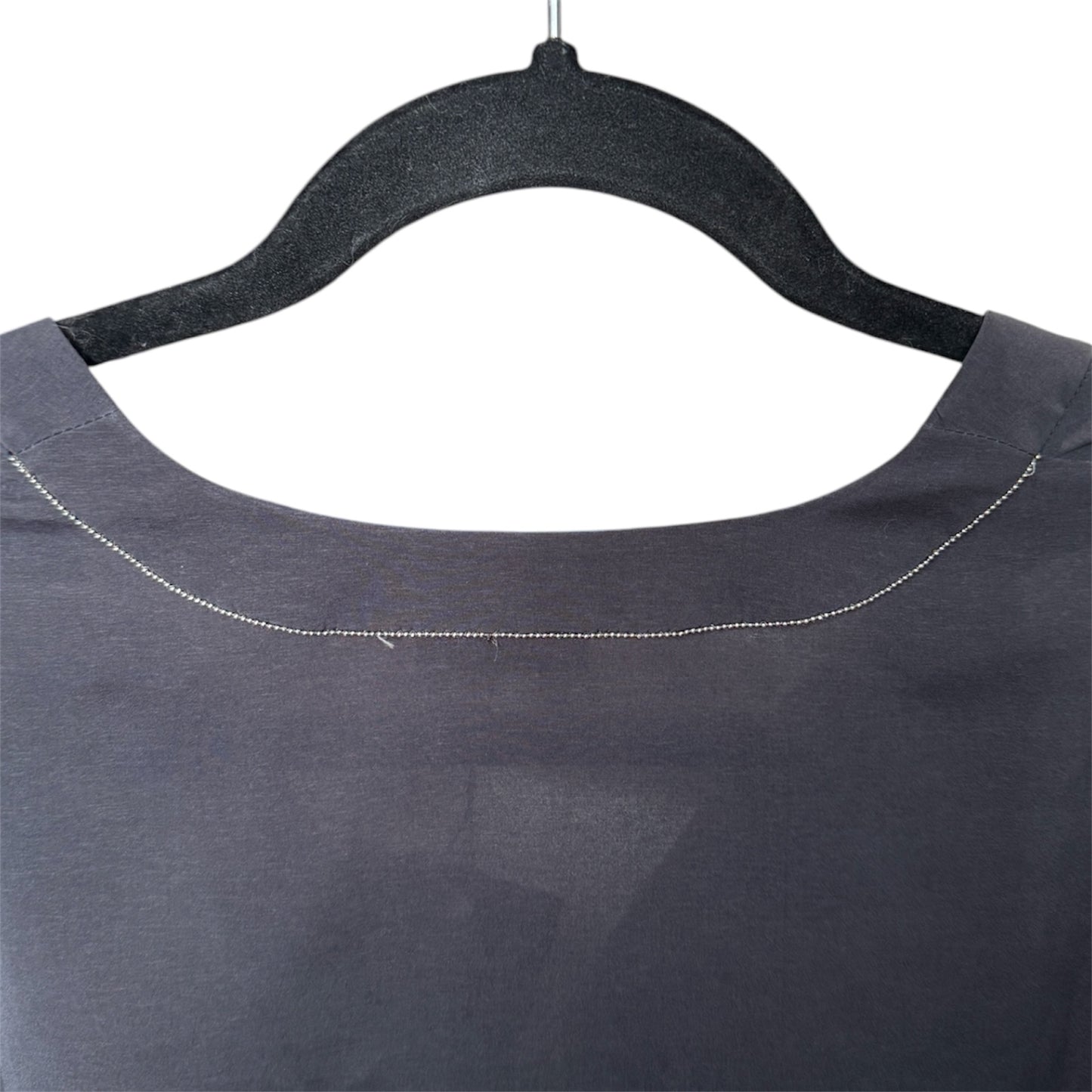 Brunello Cucinelli Bead Detail Charcoal Silk Blend Blouse Long Sleeve XS