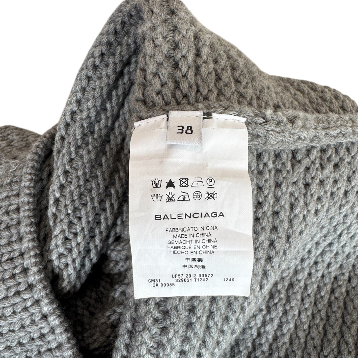 Balenciaga Wool Chunky Knit Gray Sleeveless Sweater Size 38