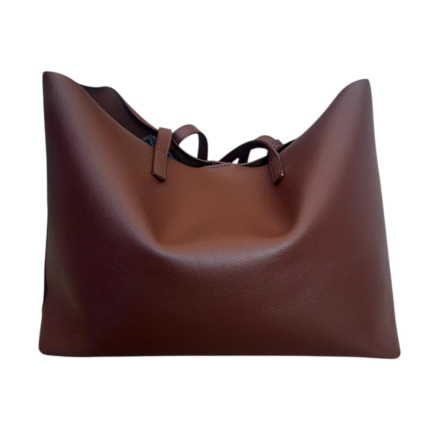 Saint Laurent Calfskin Shopping Tote Old Brandy Burgundy w/ Zip Pouch