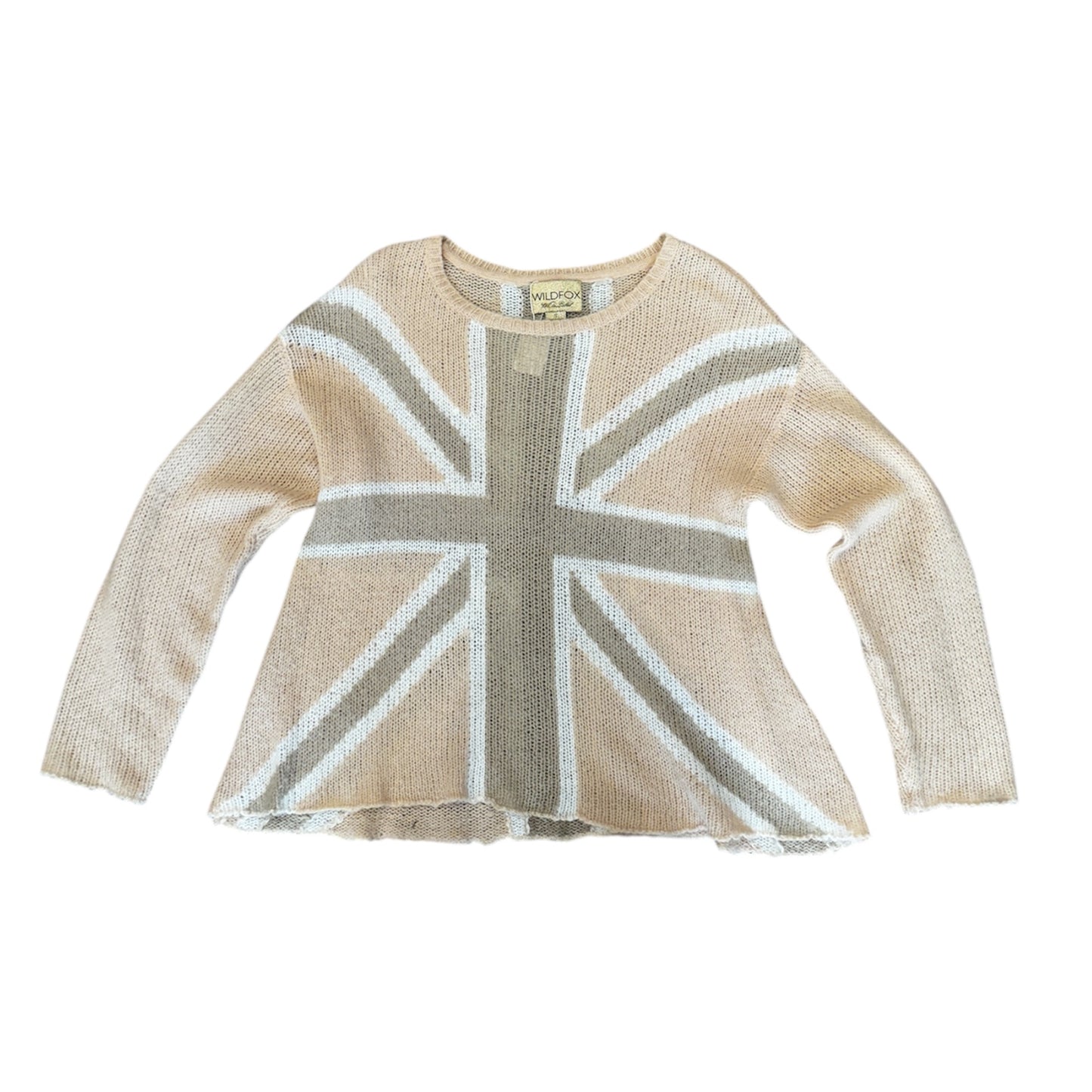 Wildfox Pink and Brown UK Union Jack Sweater Small