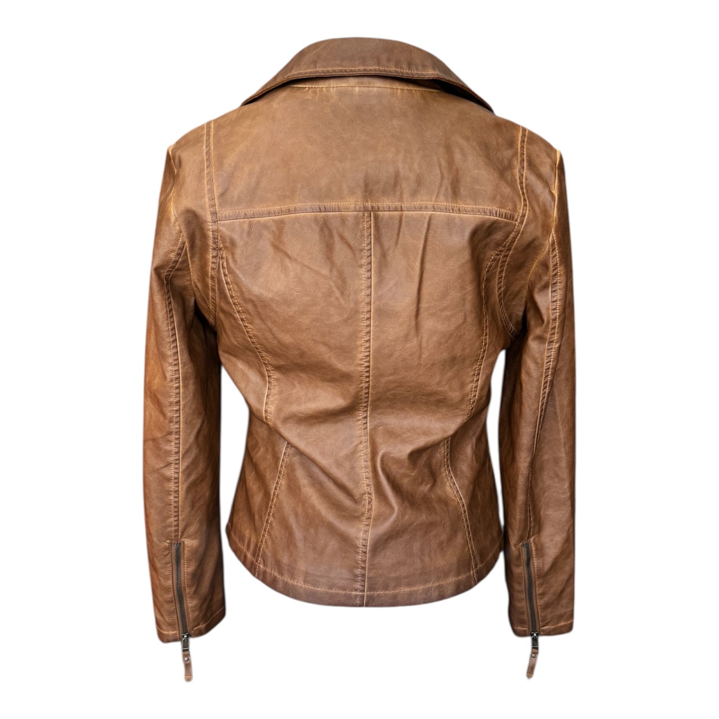 Max Studio Faux Leather Brown Moto Jacket