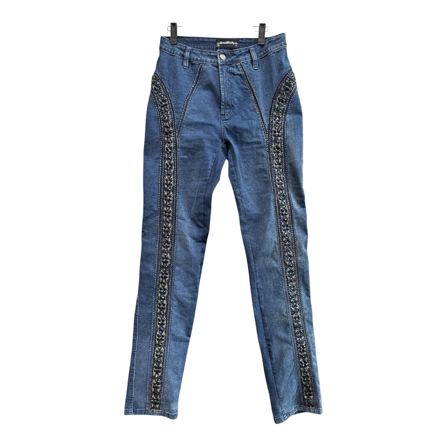 Brazil Roxx Embellished Tapered Leg Jeans Size 8