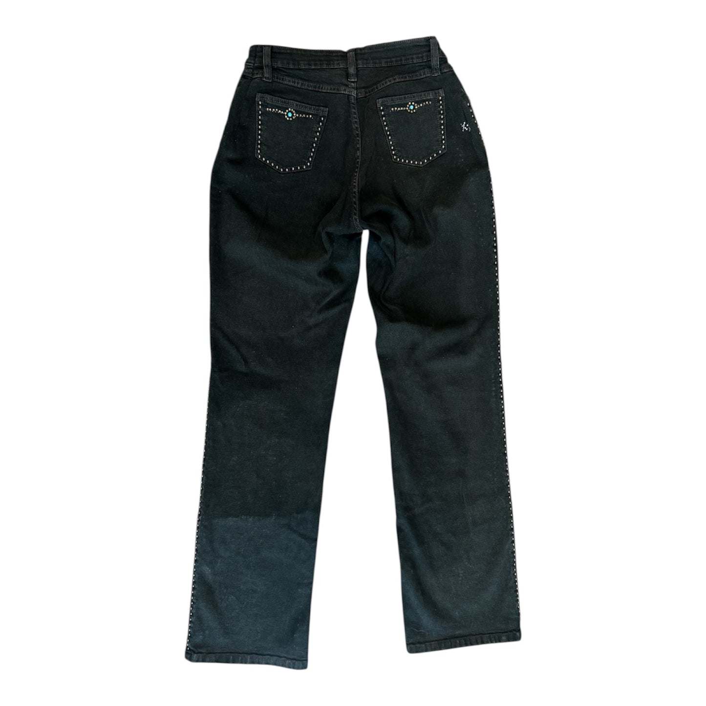 Brazil Roxx Black Peacock Blue Wash Embellished Jean Size 8