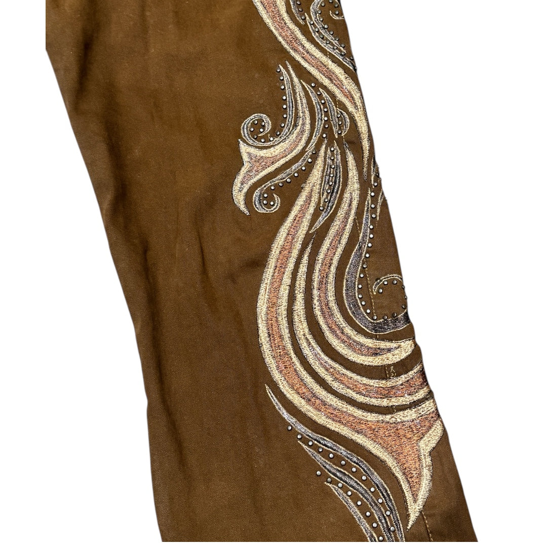 Brazil Roxx Latigo Brown Straight Embellished Jeans Size 8