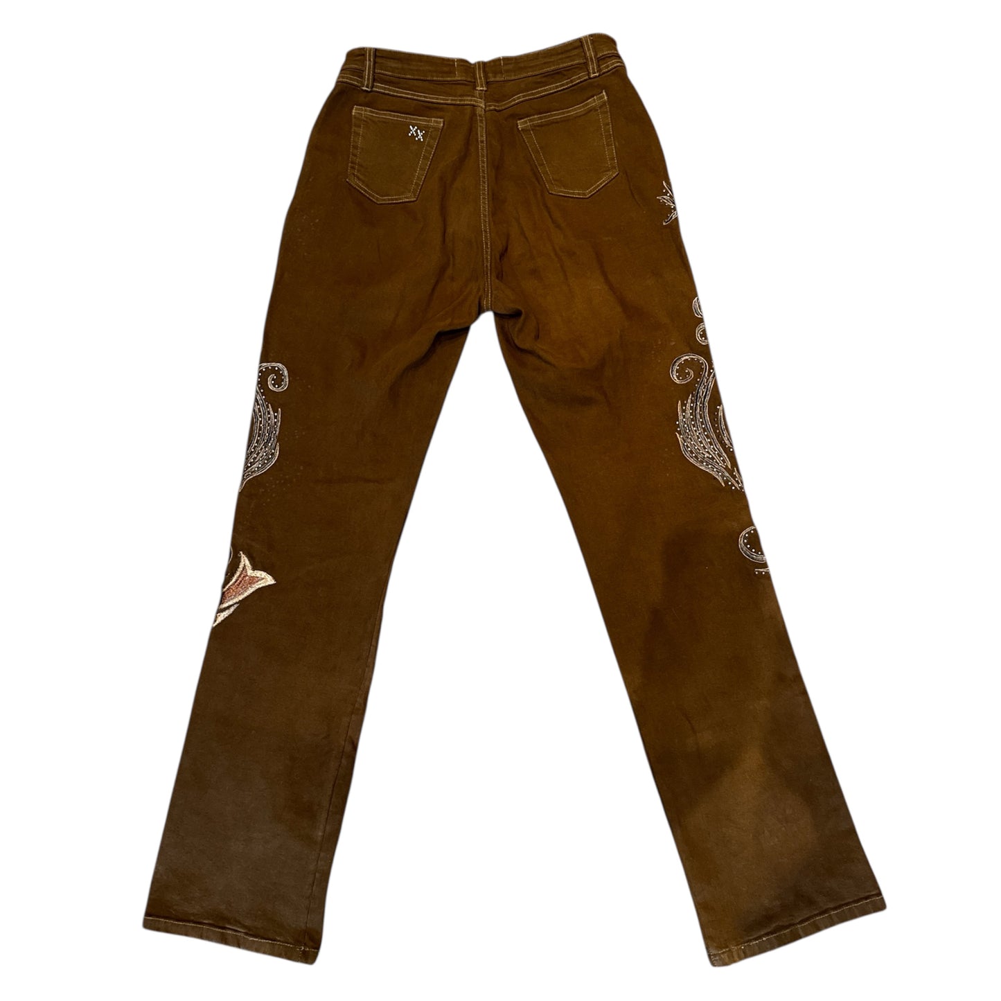 Brazil Roxx Latigo Brown Straight Embellished Jeans Size 8