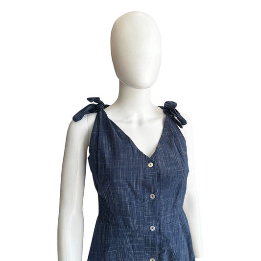 Marled Reunited Chambray Midi Dress Small Navy