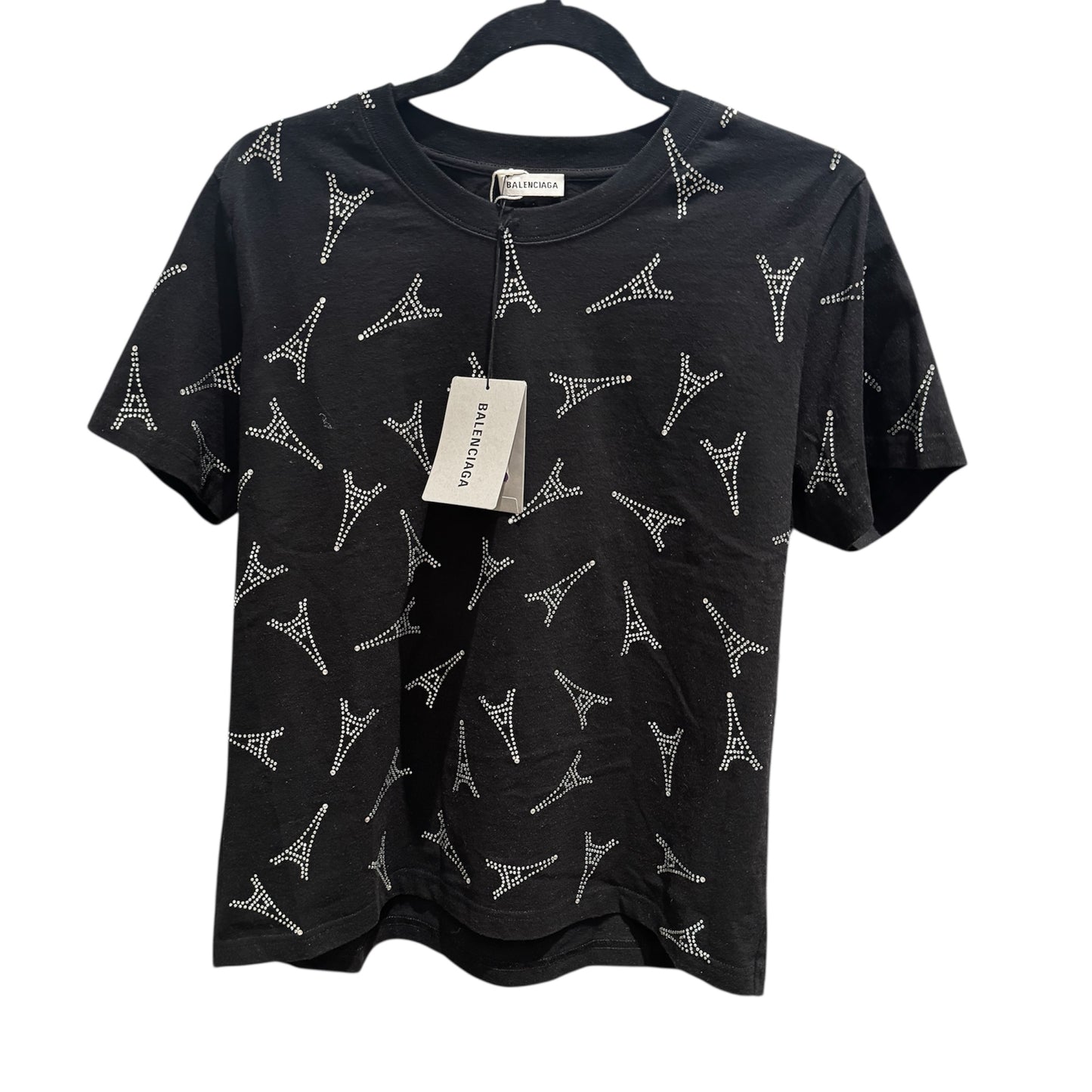 Balenciaga Women's Paris Eiffel Tower Rhinestone T-Shirt Size XL