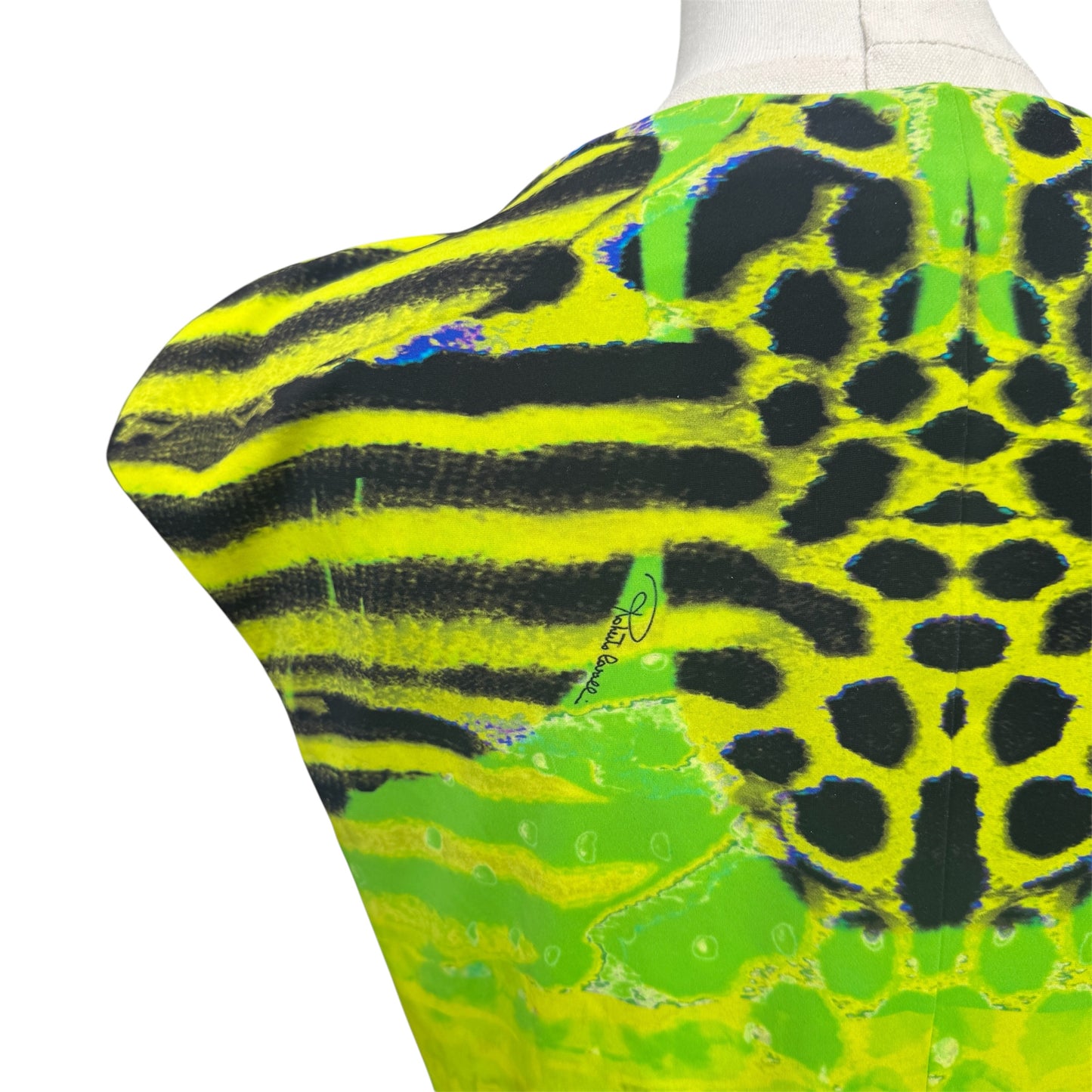 Roberto Cavalli Nylon Lime Animal Print Stretch Top Size 48