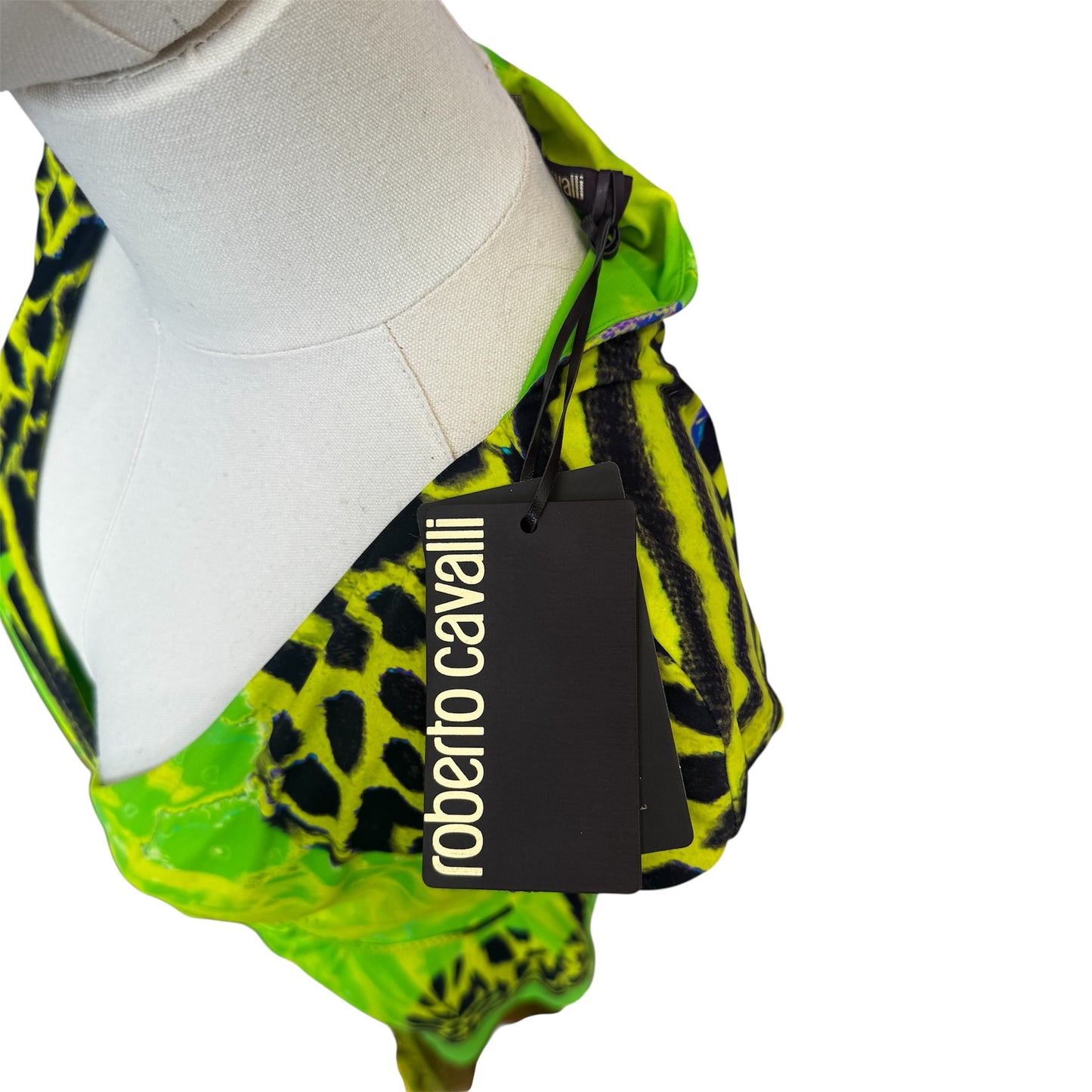 Roberto Cavalli Nylon Lime Animal Print Stretch Top Size 48