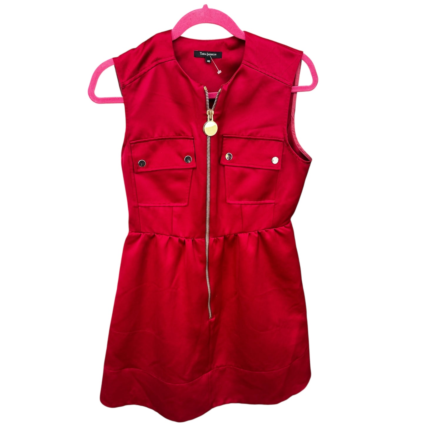 Tara Jarmon Red Pocket Dress Size 40 Made in Romania