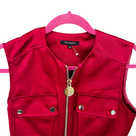Tara Jarmon Red Pocket Dress Size 40 Made in Romania