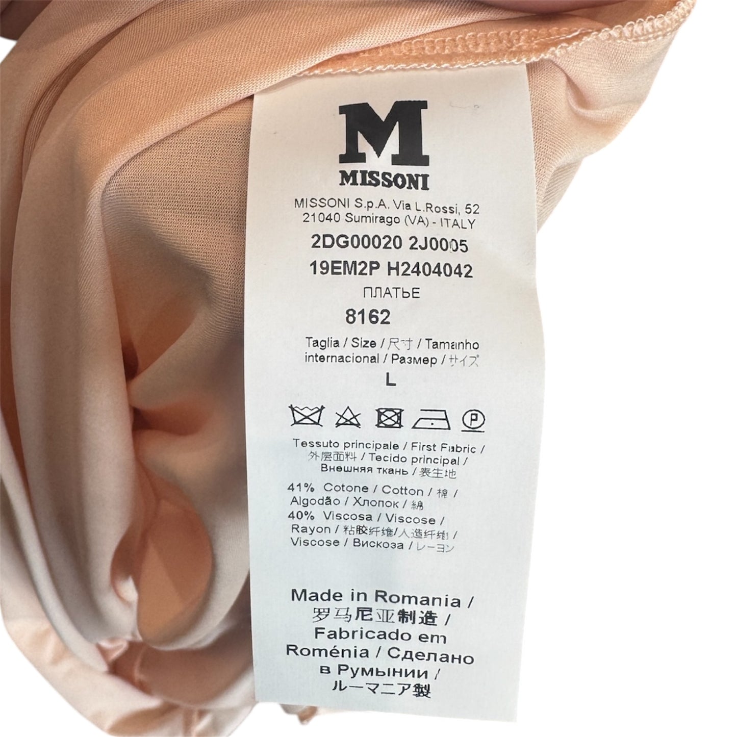 New Missoni Gold Dress Size Large
