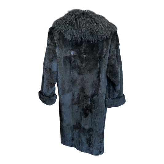 Carole Little Black Fur Overcoat