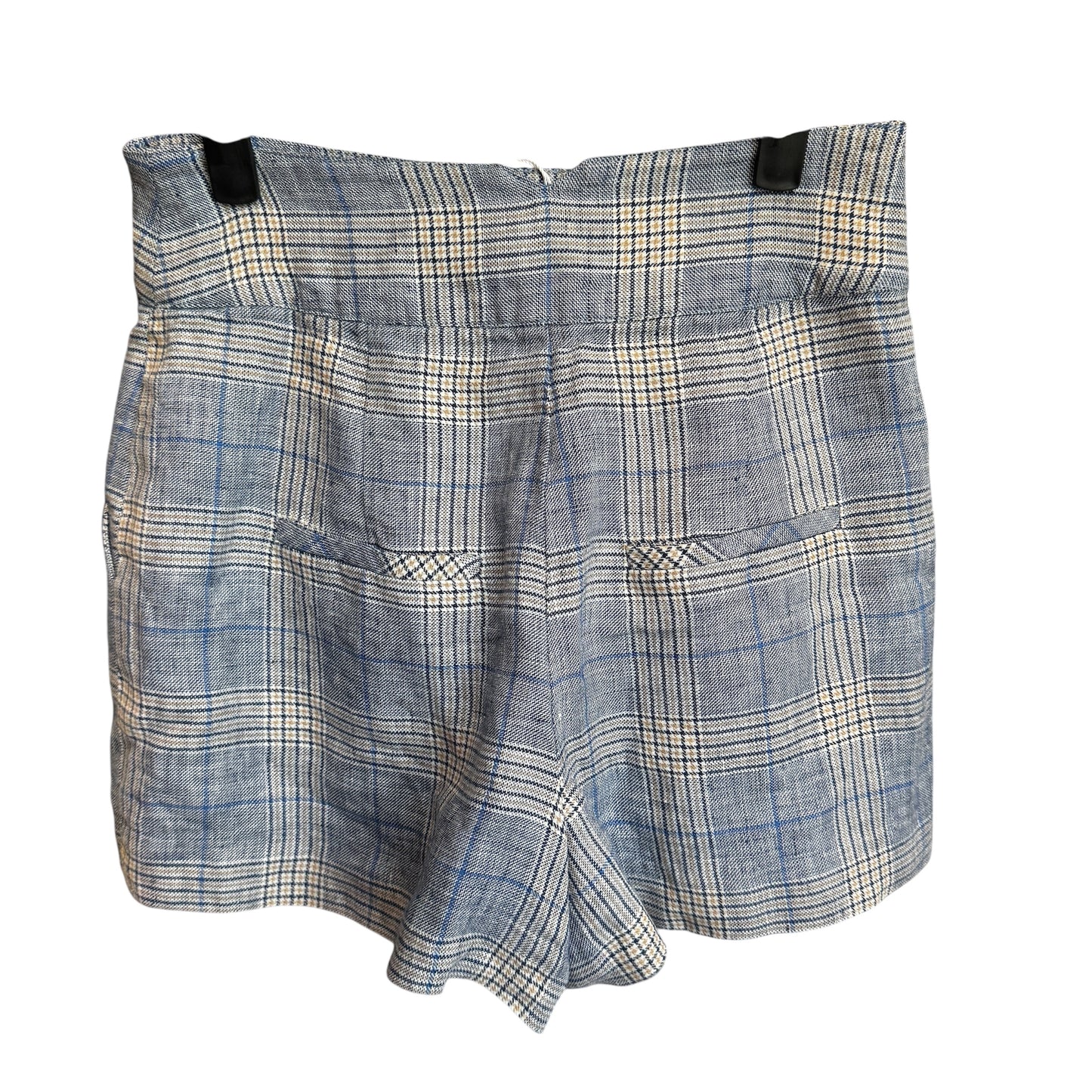 Veronica Beard "Alicia" Pleated Checked Linen Short Size 2