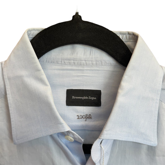 Ermenegildo Zegna Blue 100 Fili Shirt Size 39/15.5