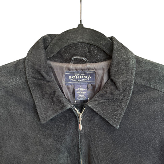 Genuine Sonoma Black Leather Suede Jacket Size Large