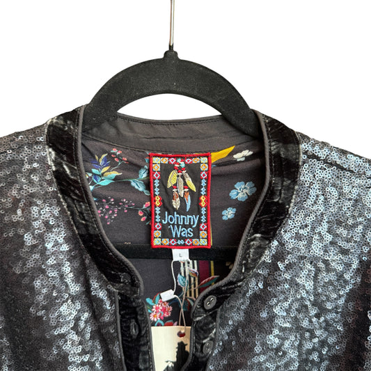 Johnny Was Gradient Sequined Button Up Top (Large)