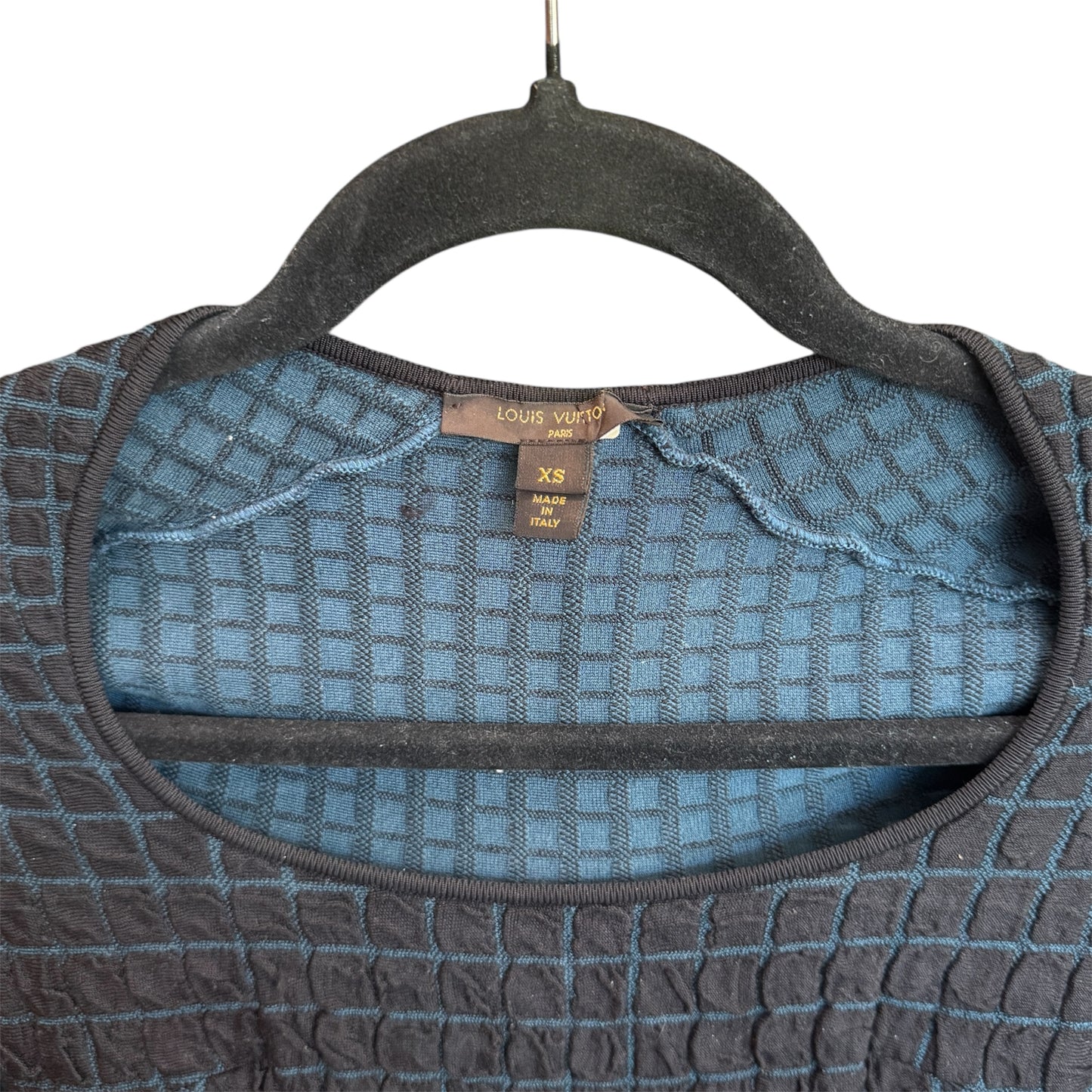 Louis Vuitton Navy Textured Stretch Dress Size XS