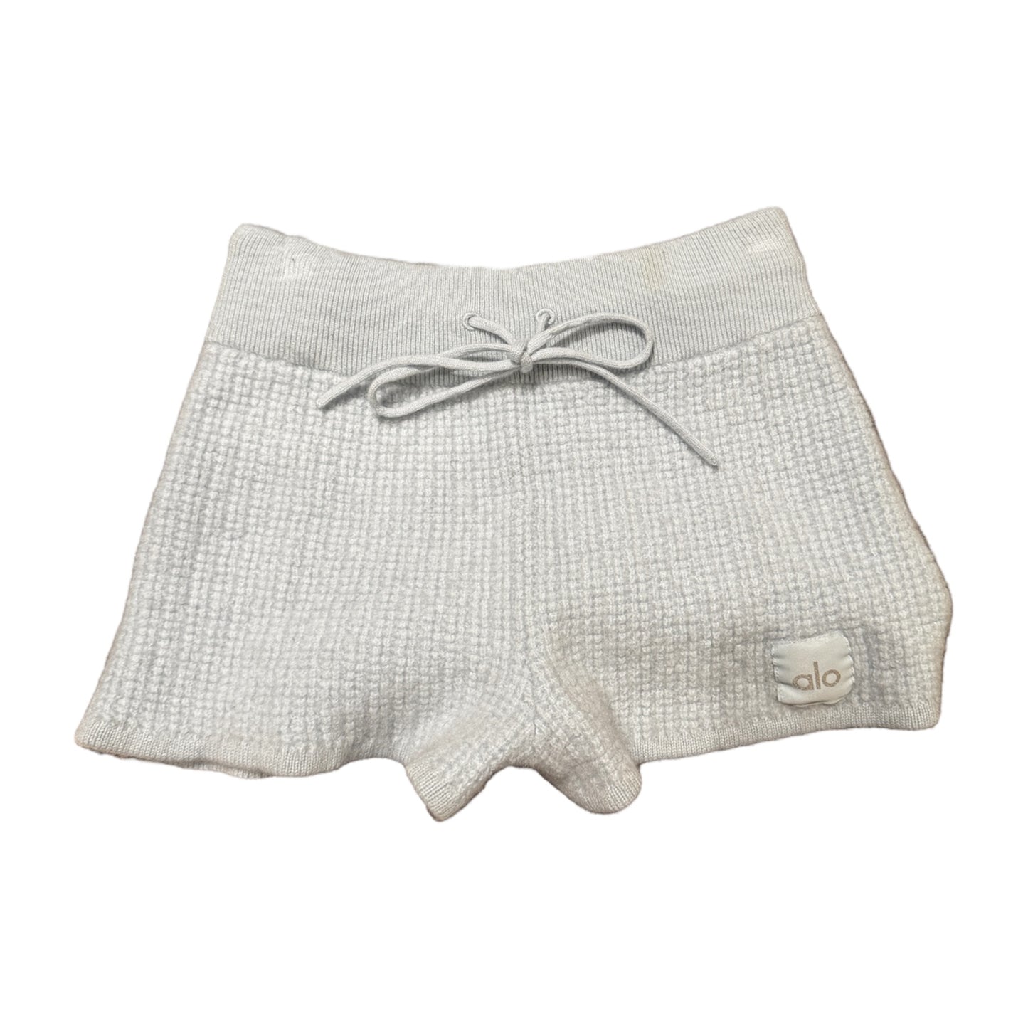 Alo Yoga Plush Cashmere Waffle Bra & Short Crystal Blue Set