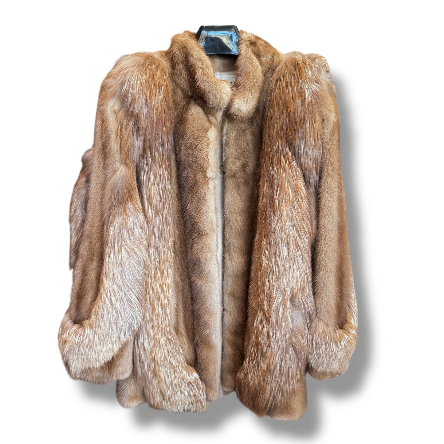 HILLIS Mink Fox Fur Coat One Size