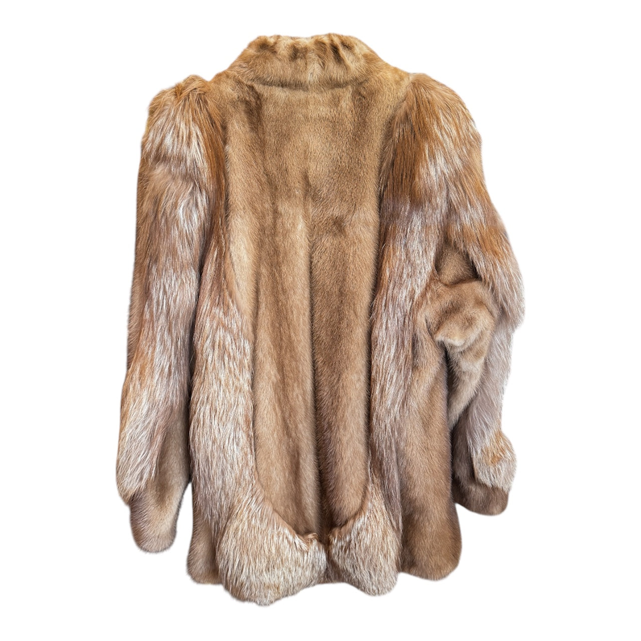 HILLIS Mink Fox Fur Coat One Size