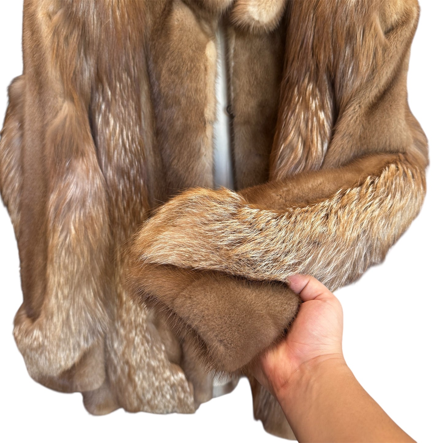 HILLIS Mink Fox Fur Coat One Size