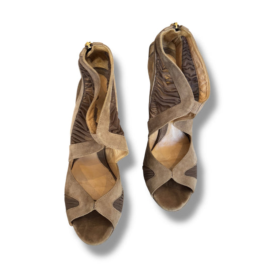 Fendi Suede and Mesh Leather Heels Size 38.5