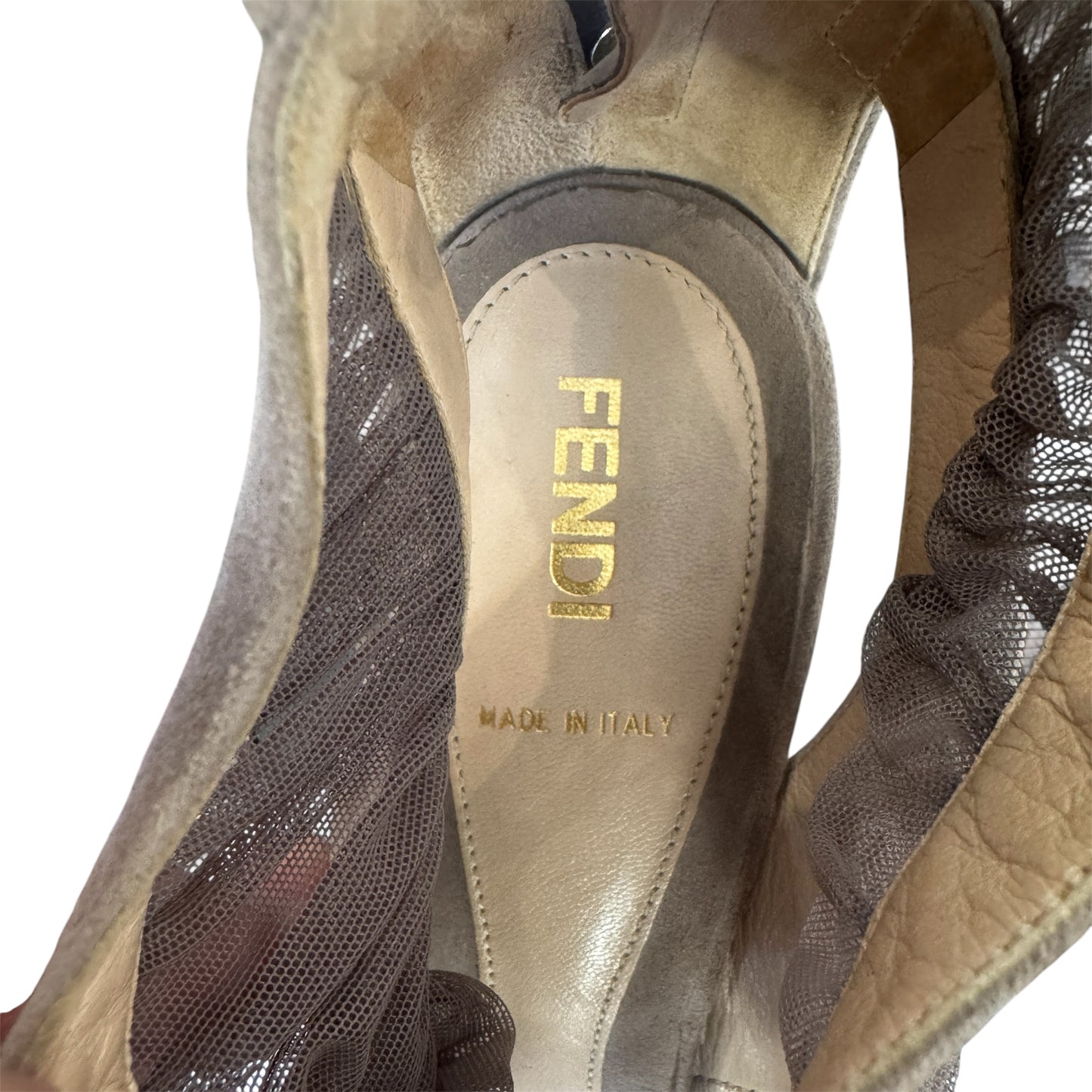 Fendi Suede and Mesh Leather Heels Size 38.5