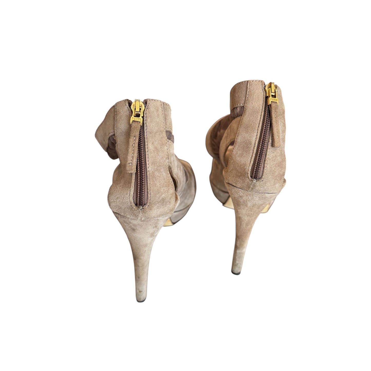 Fendi Suede and Mesh Leather Heels Size 38.5