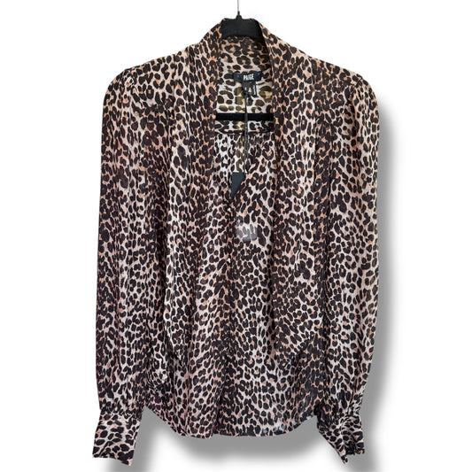 Paige Cleobelle Leopard Print Silk Blouse Size Small