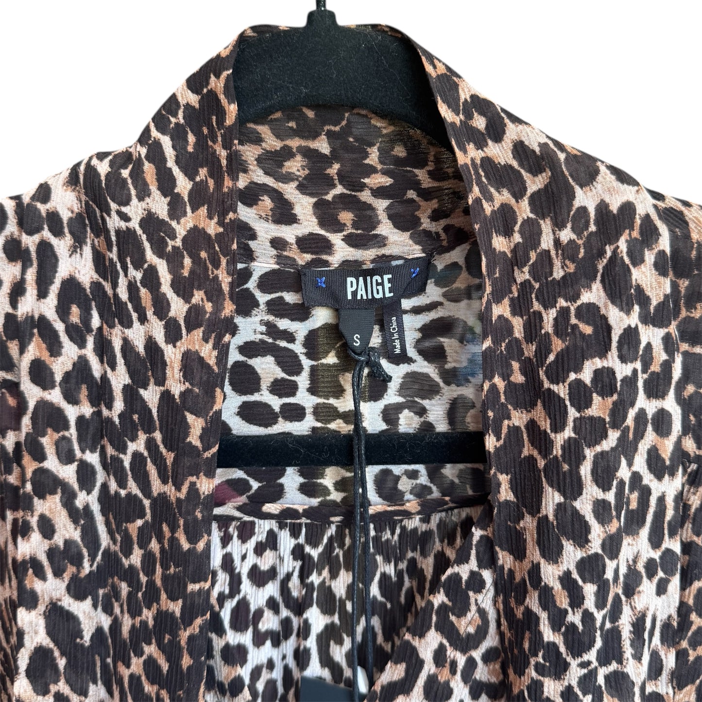 Paige Cleobelle Leopard Print Silk Blouse Size Small