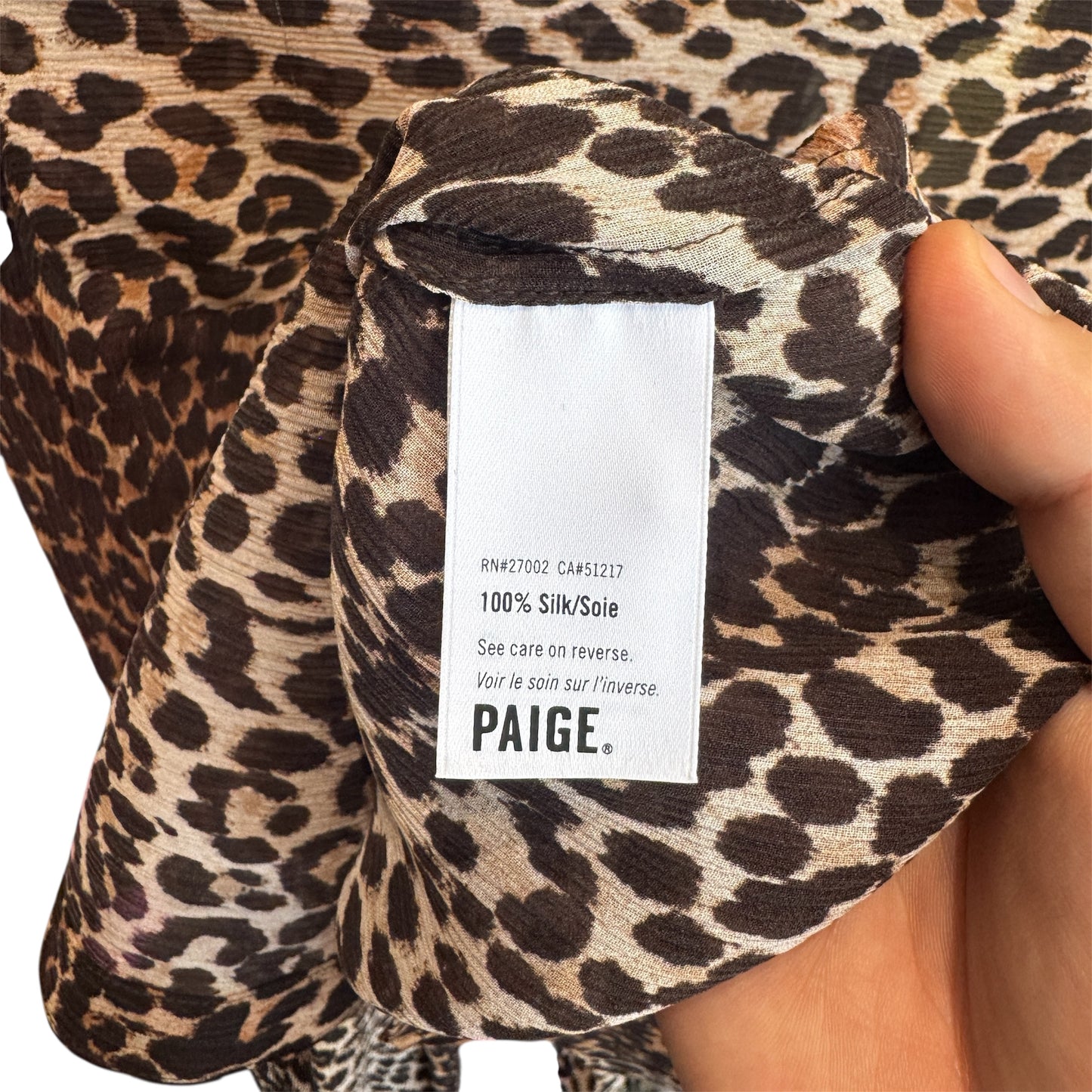 Paige Cleobelle Leopard Print Silk Blouse Size Small